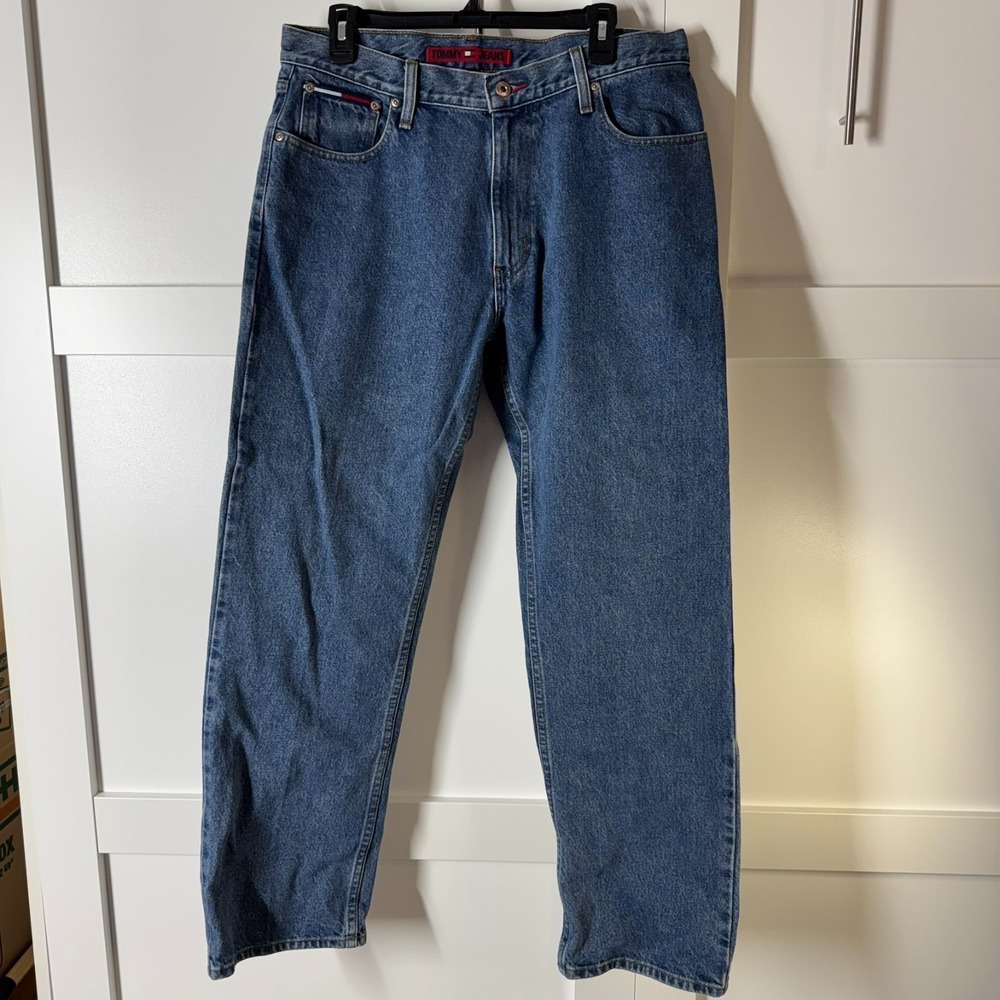 Vintage Tommy Hilfiger Mens Denim Blue Jeans 33X30 Straight Pockets Y2K 90s